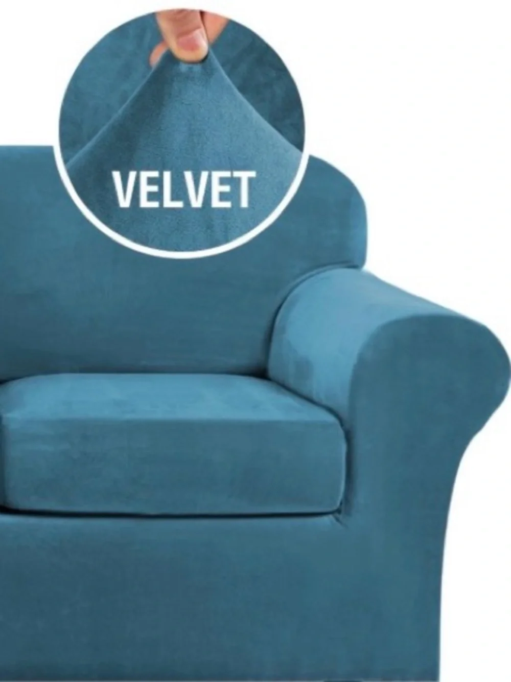 Real Velvet LOVESEAT Furniture Stretchy SlipCover 55-78” - PEACOCK BLUE